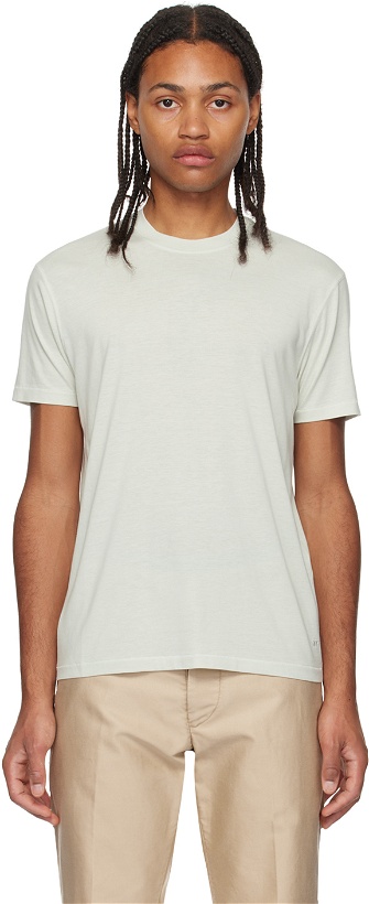 Photo: TOM FORD Off-White Embroidered T-Shirt