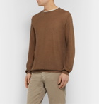 Caruso - Contrast-Tipped Silk and Linen-Blend Sweater - Neutrals