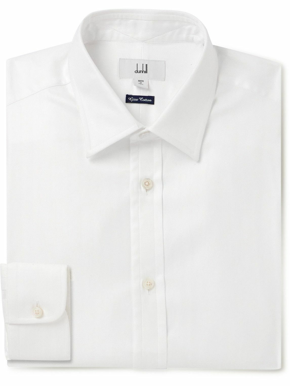 Photo: Dunhill - Giza Herringbone Cotton Shirt - White