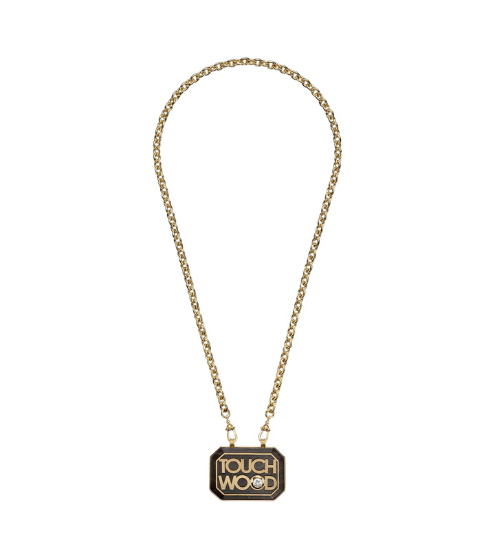 Photo: Marie Lichtenberg Scapular 18kt gold and ebony pendant necklace with diamond