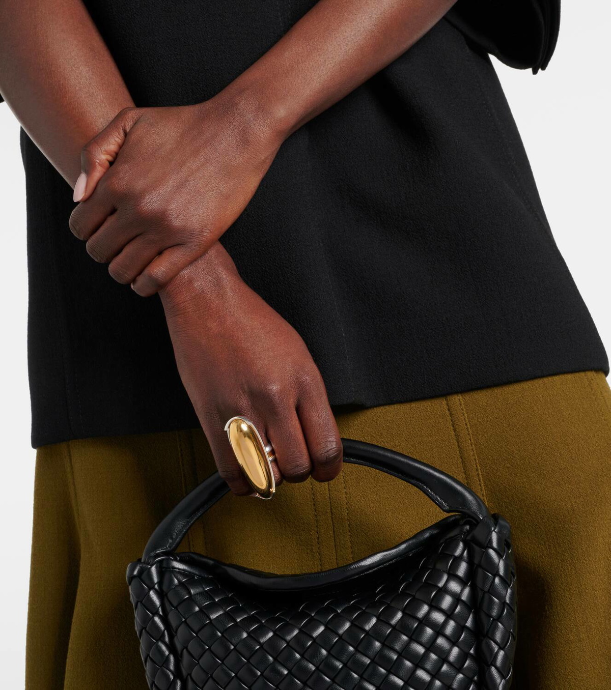 Bottega Veneta Ellipse Large 18k gold-plated sterling silver ring