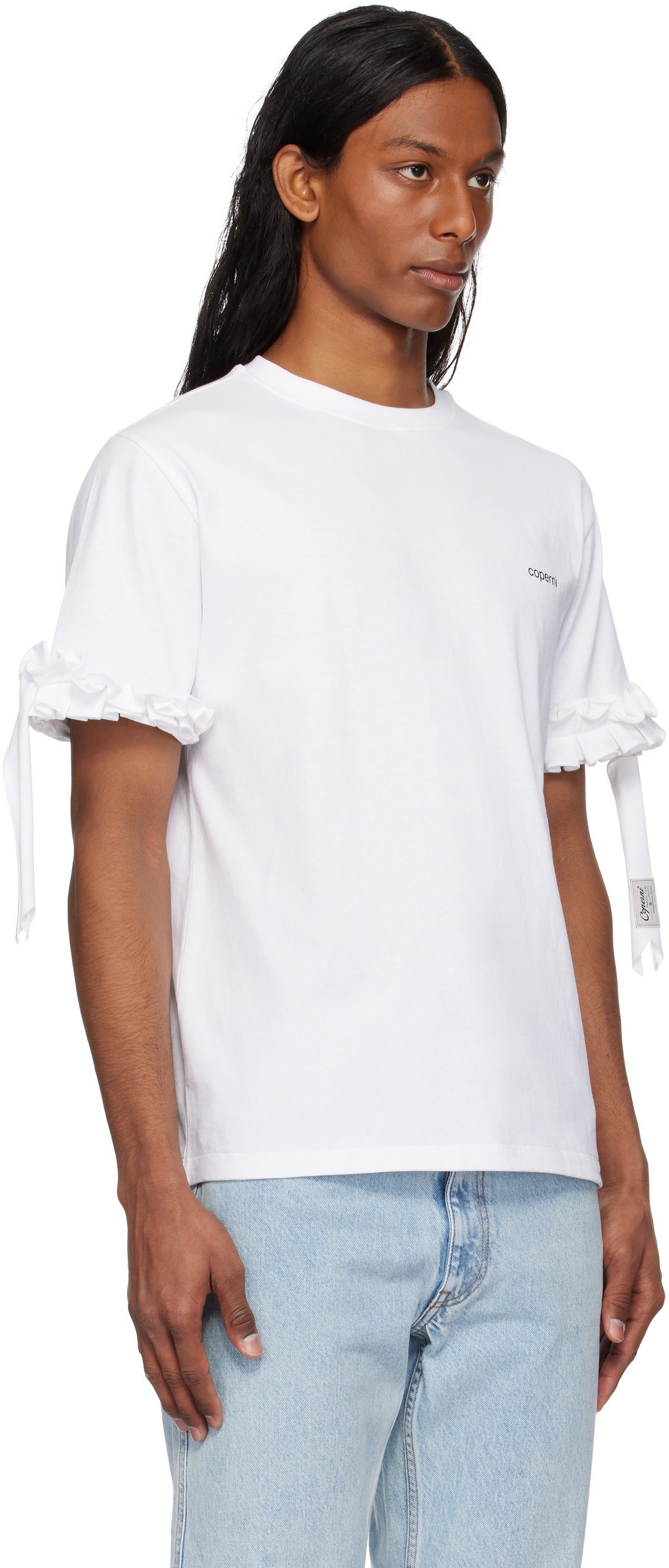 Coperni White Ruffle Logo Boxy T-shirt