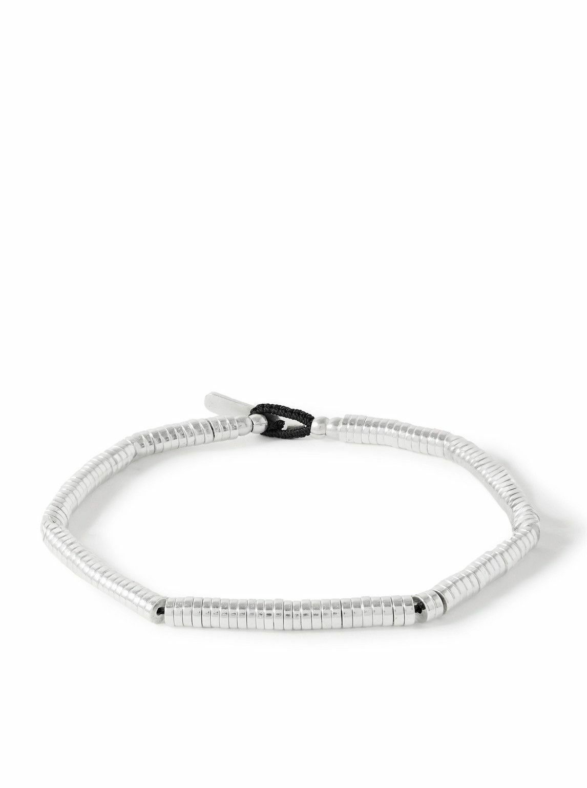 Mikia - Silver, Hematite and Cord Beaded Bracelet - Silver