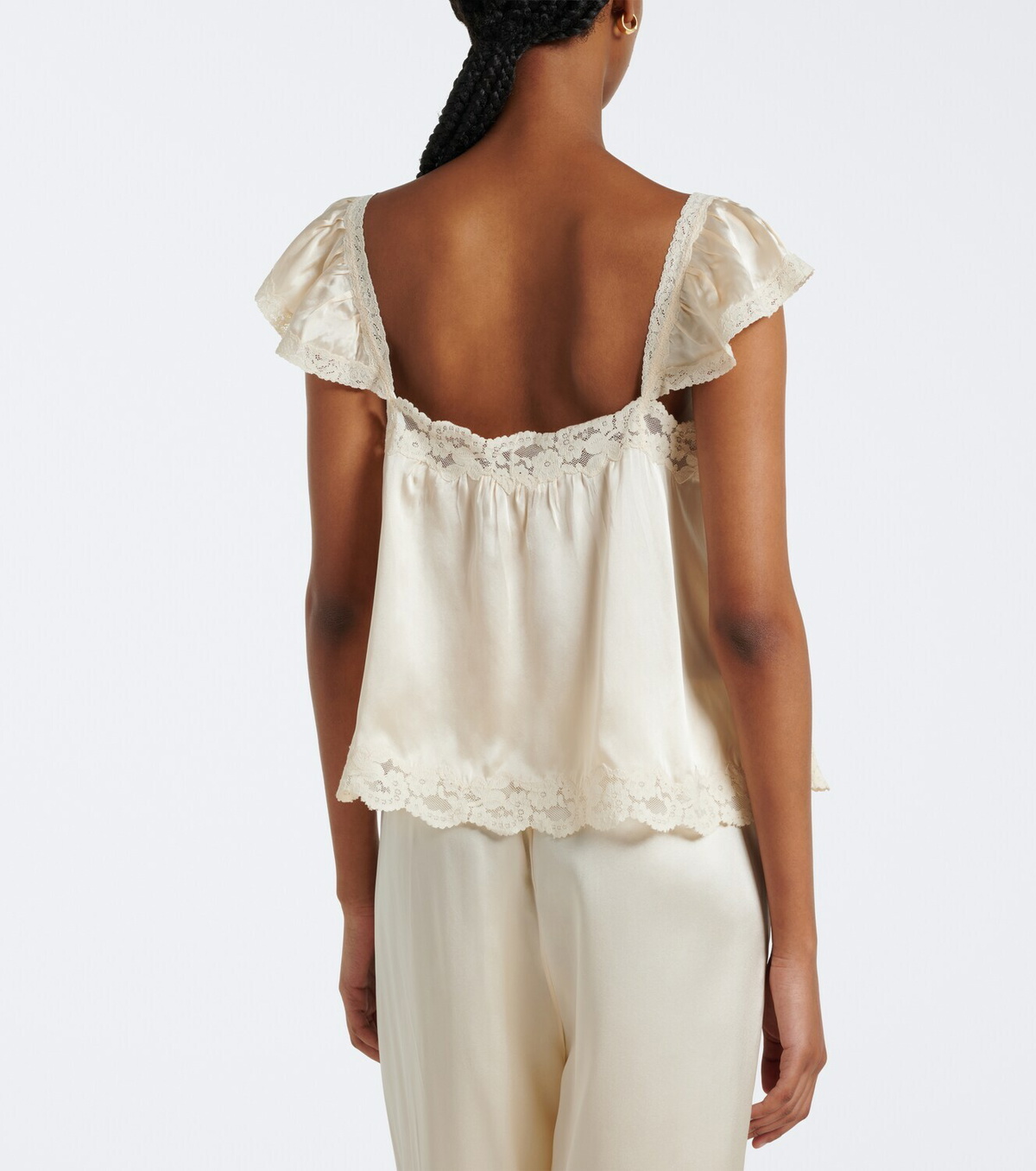 Dôen Rosalee lace-trimmed silk satin top