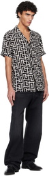 Balmain Black & White Pyjama Monogrammed Print Shirt