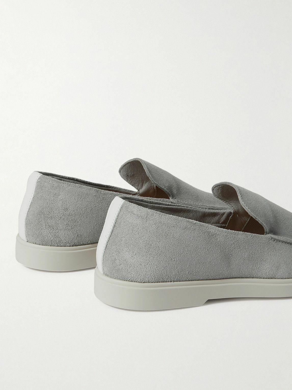 Frescobol Carioca - Miguel Leather-Trimmed Suede Loafers - Gray