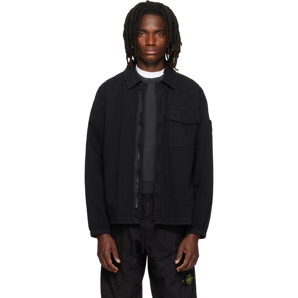 Stone Island Black 1200014 Organic Panama 'Old' Overshirt