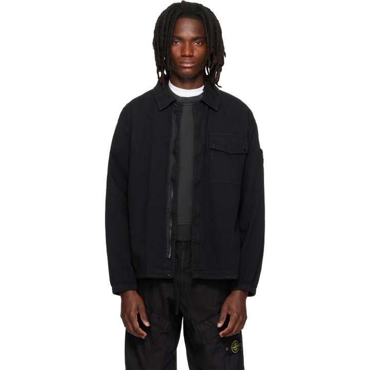 Photo: Stone Island Black 1200014 Organic Panama 'Old' Overshirt
