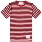 Thom Browne Men's Thin Srtripe T-Shirt in Crimson/Grey/White