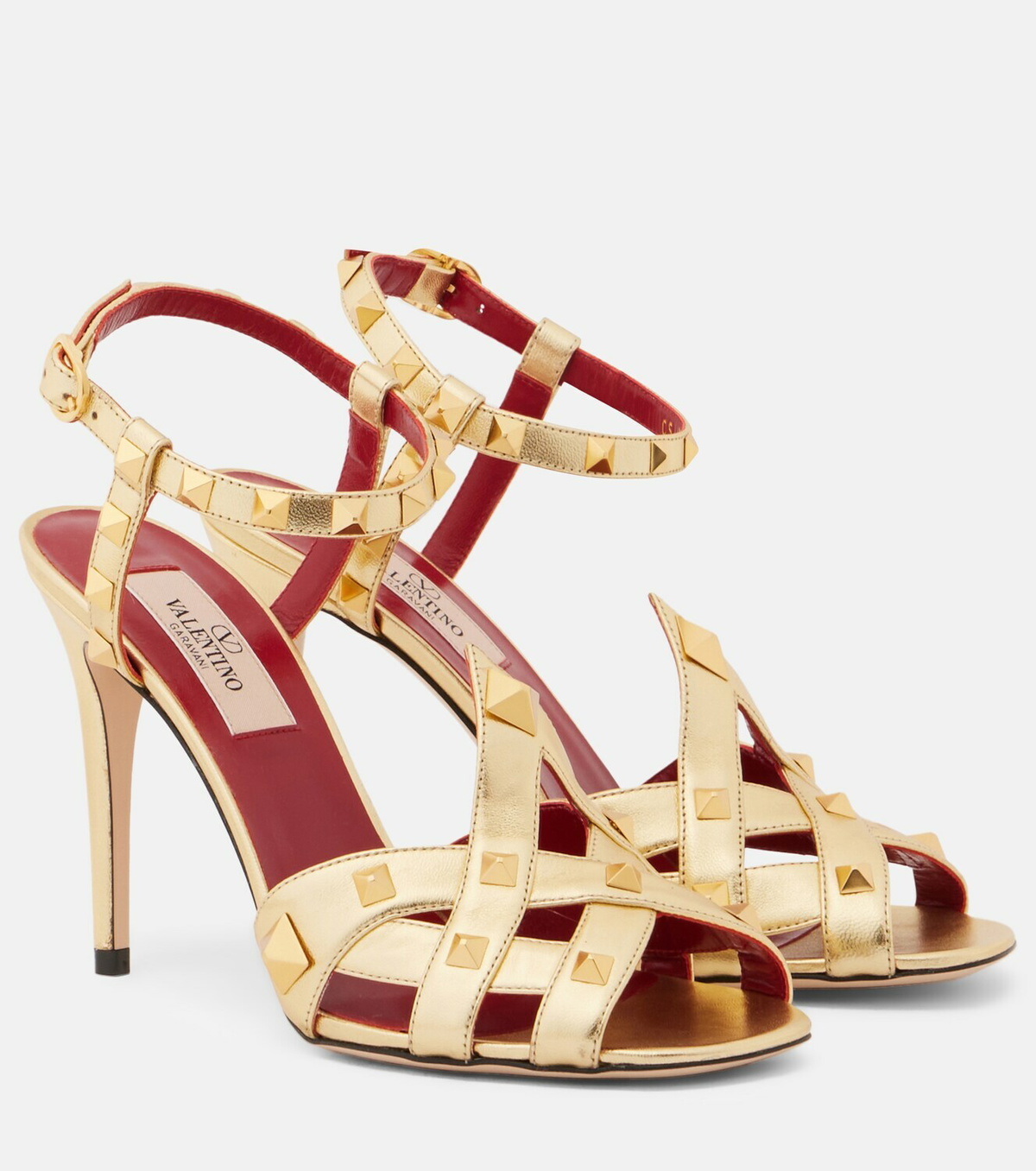 Valentino Garavani Studdy metallic leather sandals