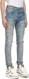 AMIRI Blue Repair Logo Thrasher Jeans