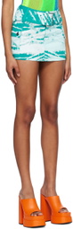 AGR Blue Printed Denim Miniskirt