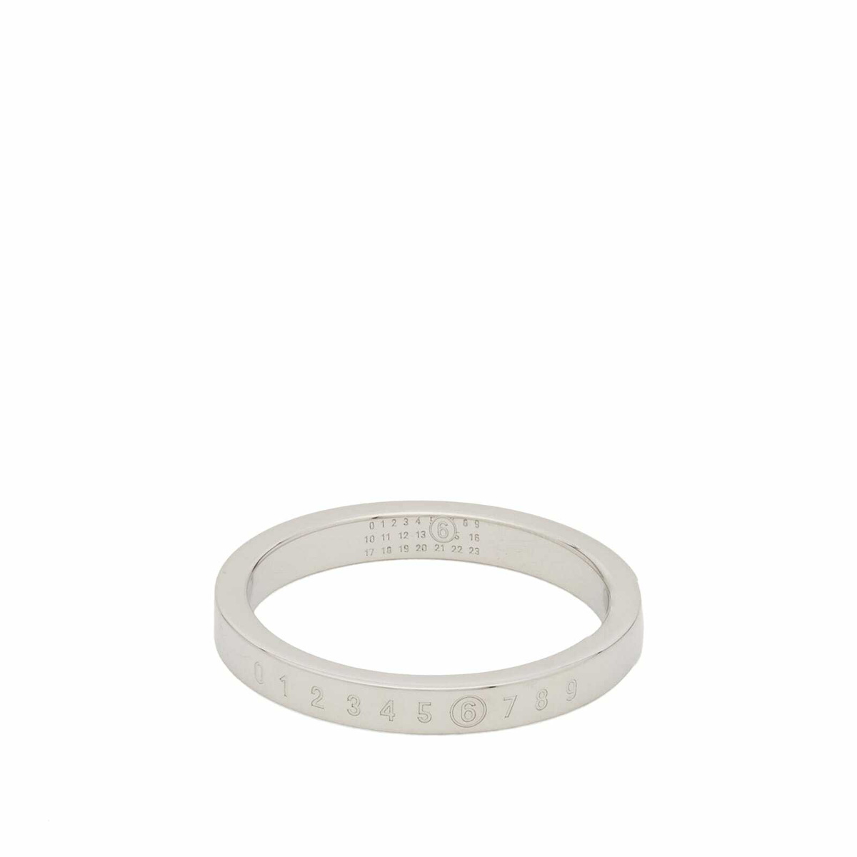 MM6 Maison Margiela Men's Thin Numbers Ring in Palladio Polished