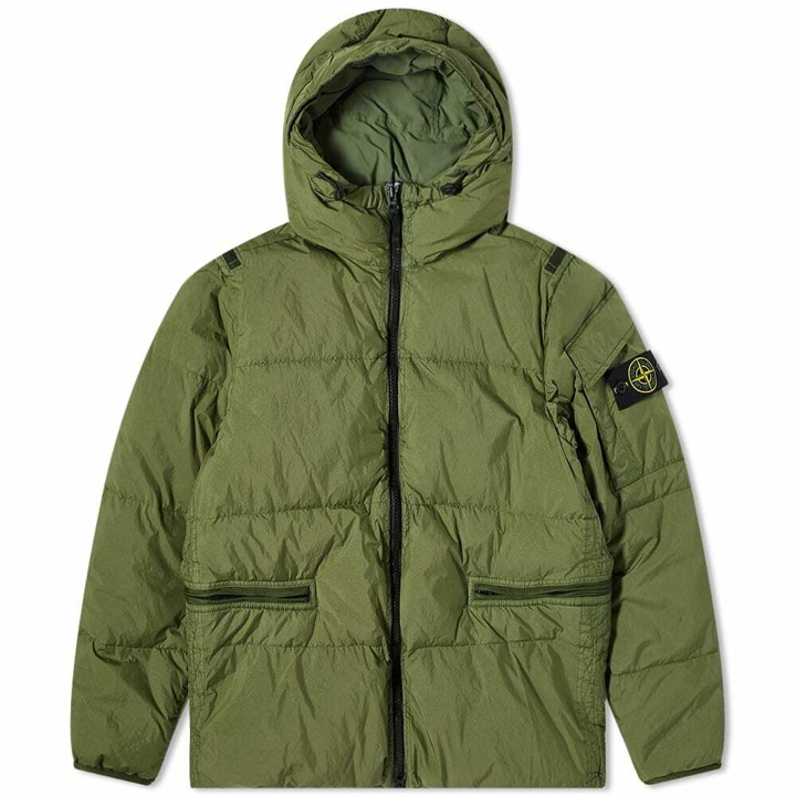 Photo: Stone Island Men's Crinkle Reps Down Jacket in Olive