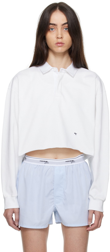 Photo: HommeGirls White Cropped Rugby Polo