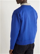 DRAKE'S - Logo-Embroidered Cotton-Jersey Sweatshirt - Blue
