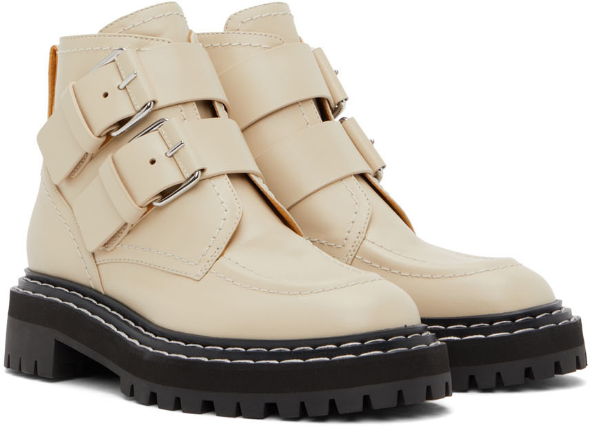 Proenza Schouler Beige Lug Sole Buckle Boots Proenza Schouler