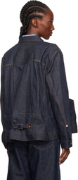 sacai Navy Pleated Denim Jacket