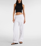 Alaïa Low-rise cotton terry straight pants