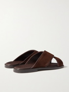 MANOLO BLAHNIK - Otawi Leather-Trimmed Suede Sandals - Brown