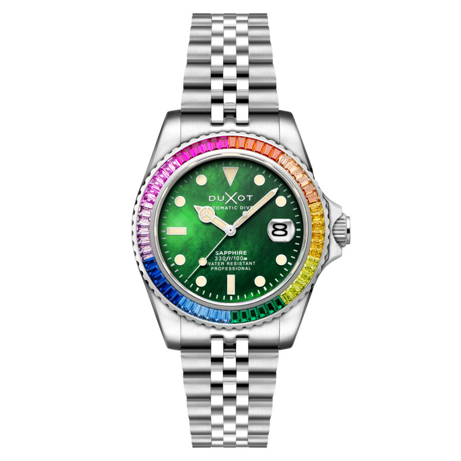 Duxot Atlantica 40 Rainbow Automatic Green Dial Mens Watch DX-2077-66