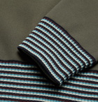 VALENTINO - Stripe-Trimmed Stretch-Knit Sweatshirt - Green