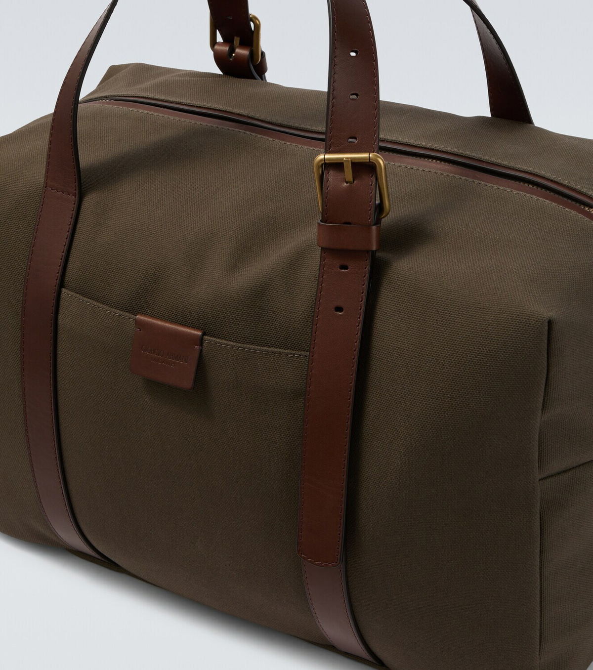 Giorgio Armani Leather-trimmed canvas duffel bag