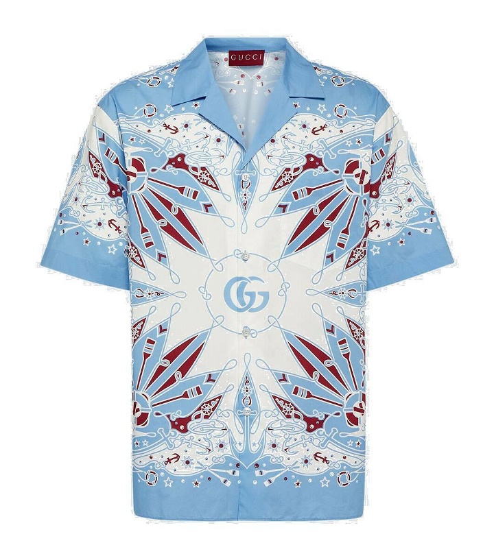 Photo: Gucci Double G printed cotton bowling shirt