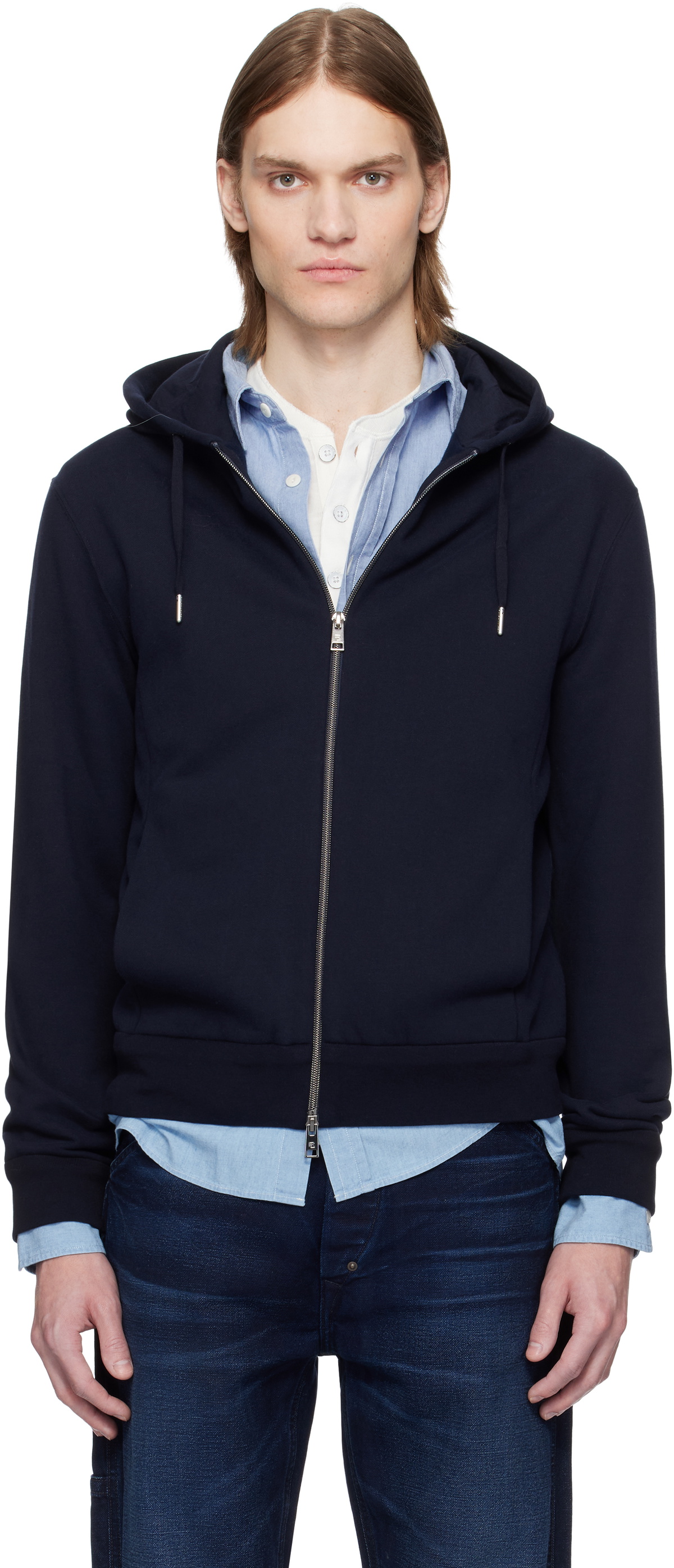 【美品】RL PURPLE LABEL DOWN HOODIE BLACK S Ralph Lauren Purple label - Logo-Appliquéd Embroidered Cotton