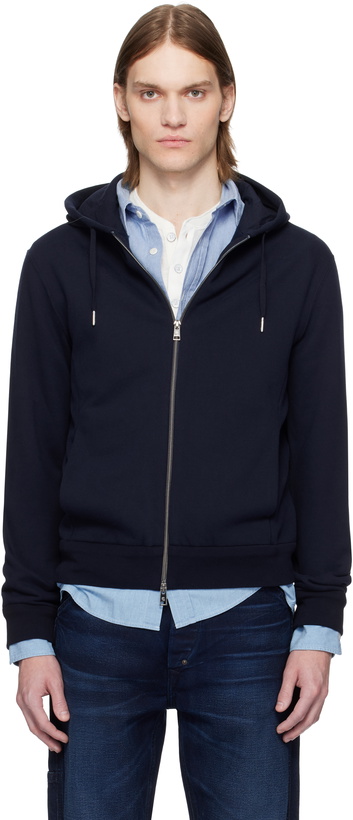 Photo: Ralph Lauren Purple Label Navy Fleece Full-Zip Hoodie