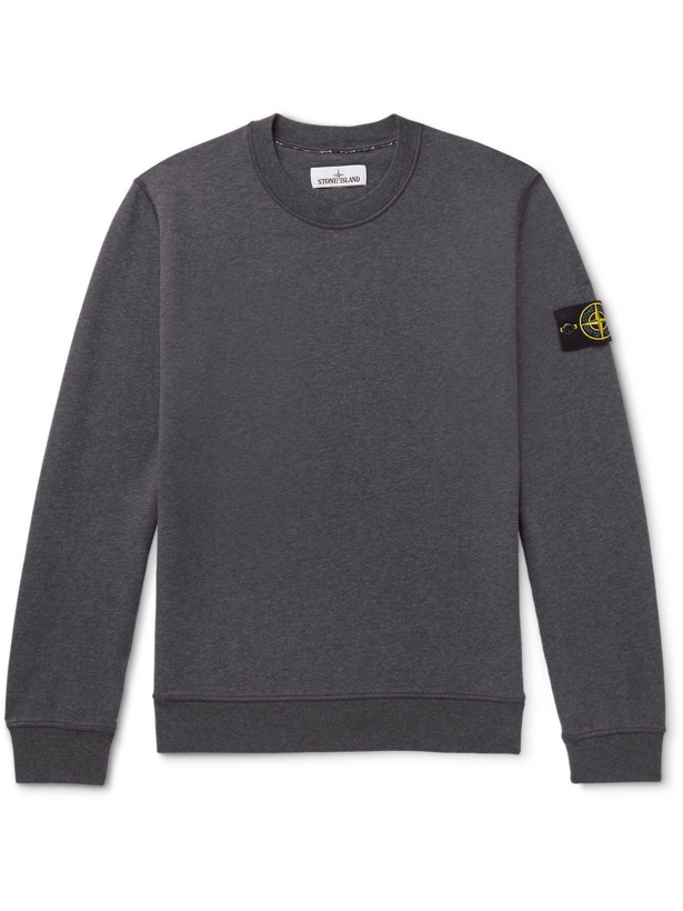Photo: Stone Island - Logo-Appliquéd Loopback Cotton-Jersey Sweatshirt - Gray