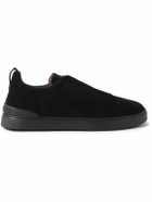 Zegna - Triple Stitch™ Suede Slip-On Sneakers - Black