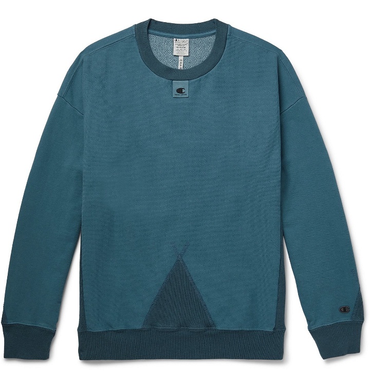 Photo: CHAMPION - Craig Green Logo-Detailed Garment-Dyed Cotton-Blend Jersey Sweatshirt - Blue
