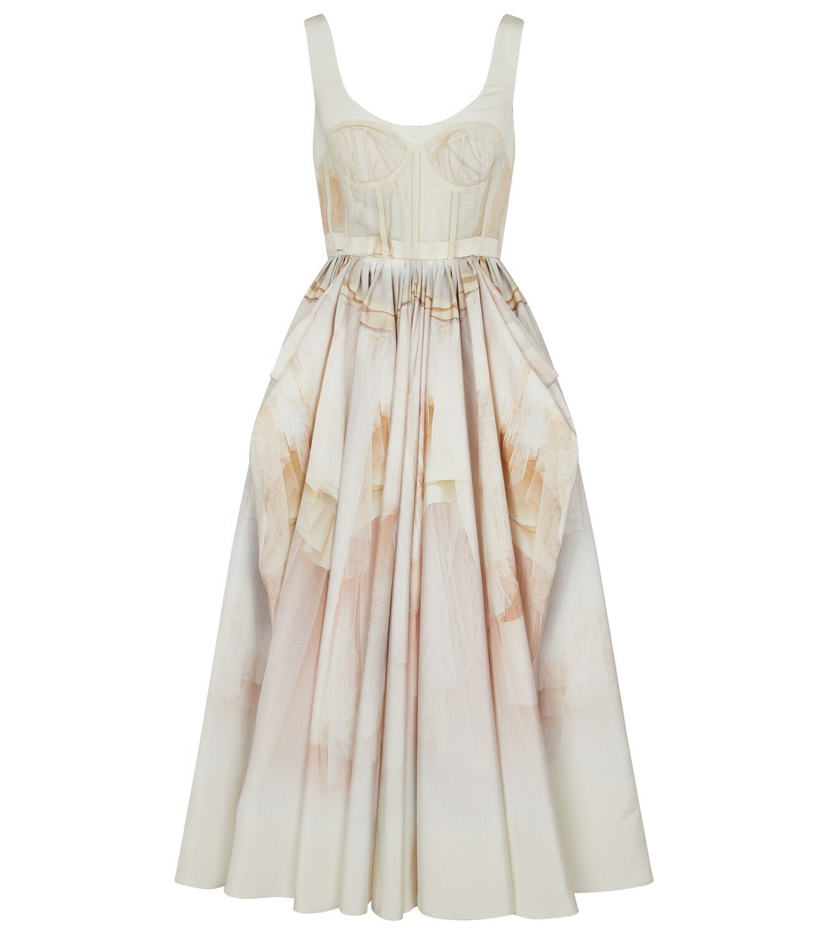 Alexander McQueen Trompe l'oeil faille midi dress Alexander McQueen