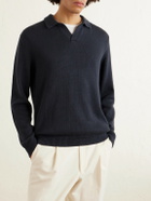 Eleventy - Cotton and Silk-Blend Polo Sweater - Blue