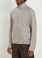 Herno Houndstooth Linen-blend Bomber Jacket Taupe