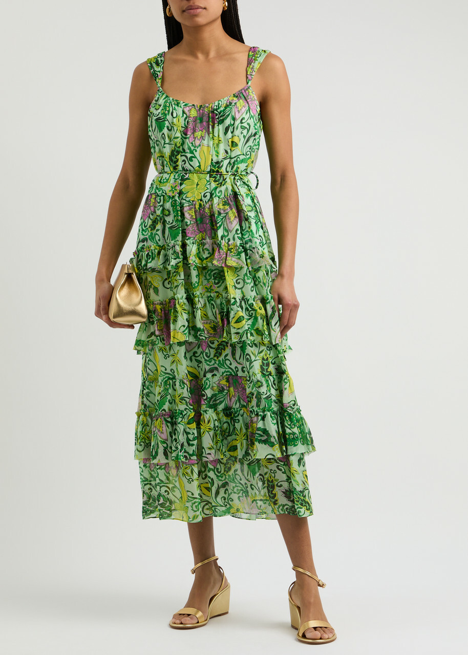 Diane Von Furstenberg Modena Printed Chiffon Midi Dress Mint Diane von  Furstenberg