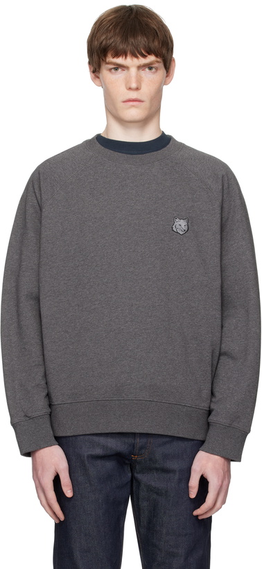 Photo: Maison Kitsuné Gray Bold Fox Head Patch Oversize Sweatshirt