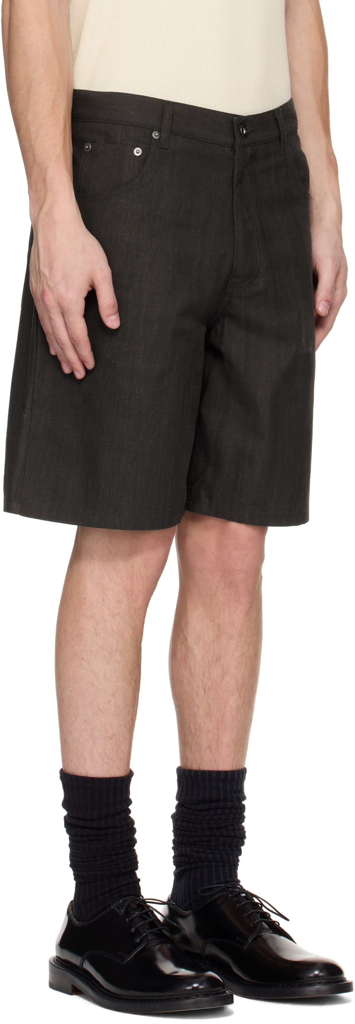 Small Talk Studio Brown 5-Pocket Sumi-Dyed Canvas Shorts