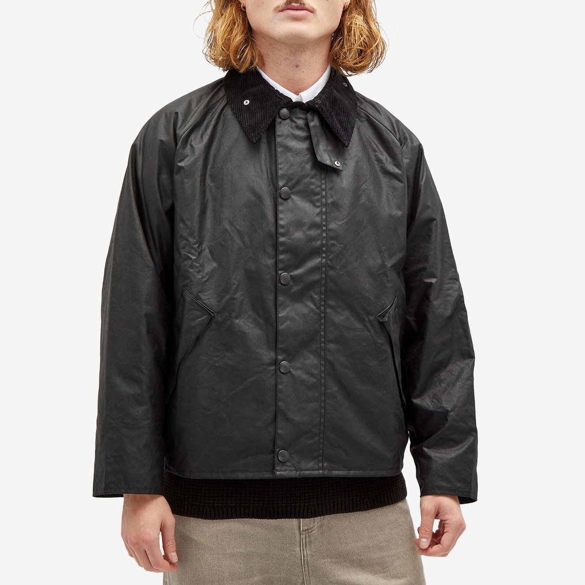 Barbour Men's OS Transport Wax Jacket in Black Barbour