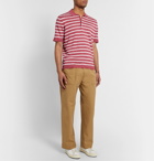 Altea - Striped Linen Polo Shirt - Red