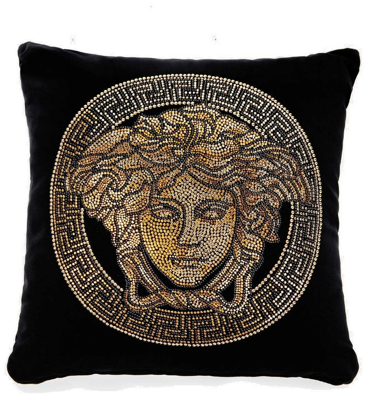 Photo: Versace Home Medusa embellished cotton cushion