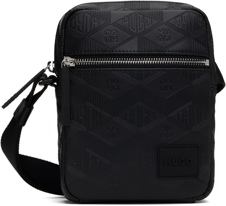 Photo: Hugo Black Embossed Logo Messenger Bag
