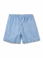 Valentino Garavani - Straight-Leg Studded Cotton-Chambray Shorts - Blue