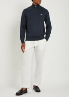 Gant Logo-embroidered Quarter-zip Cotton Jumper Navy