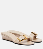 Khaite Manhattan leather wedge mules