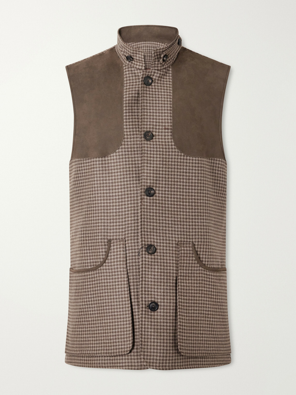 Purdey - Houndstooth Wool and Cashmere-Blend Tweed Gilet - Brown