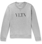 Valentino - Logo-Print Mélange Loopback Cotton-Blend Jersey Sweatshirt - Gray