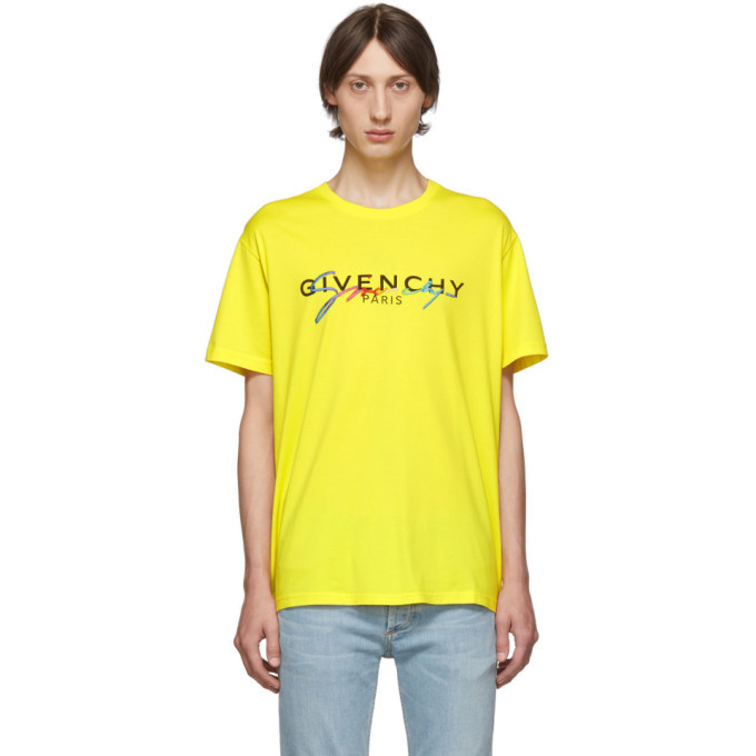 Photo: Givenchy Yellow Signature Logo T-Shirt