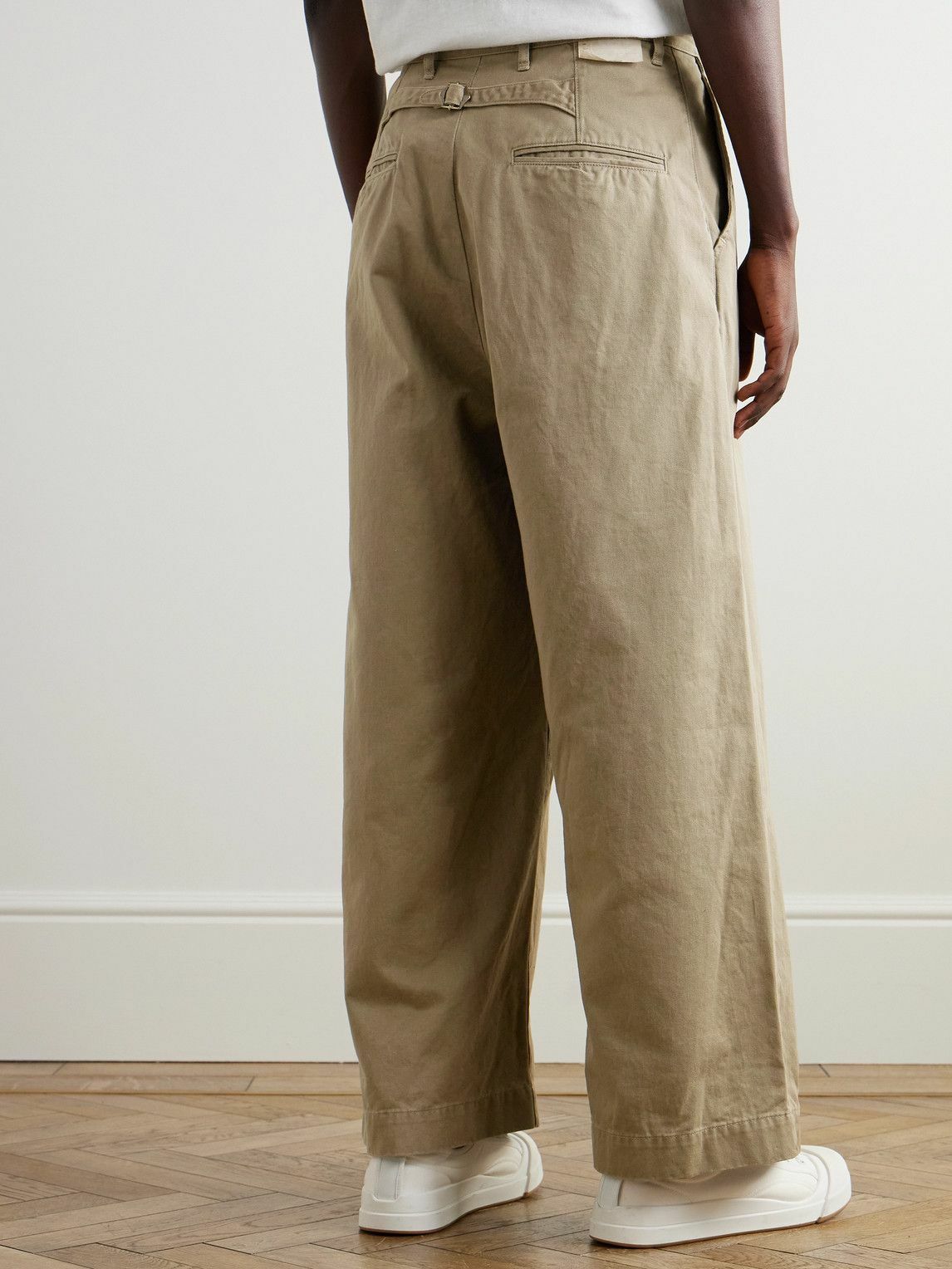 KAPITAL - Nime Wide-Leg Pleated Cotton-Twill Chinos